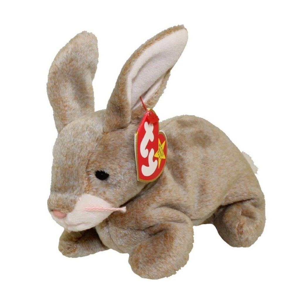 TY Beanie Baby - NIBBLY the Brown Rabbit (6 inch) - MWMTs Stuffed Animal Toy